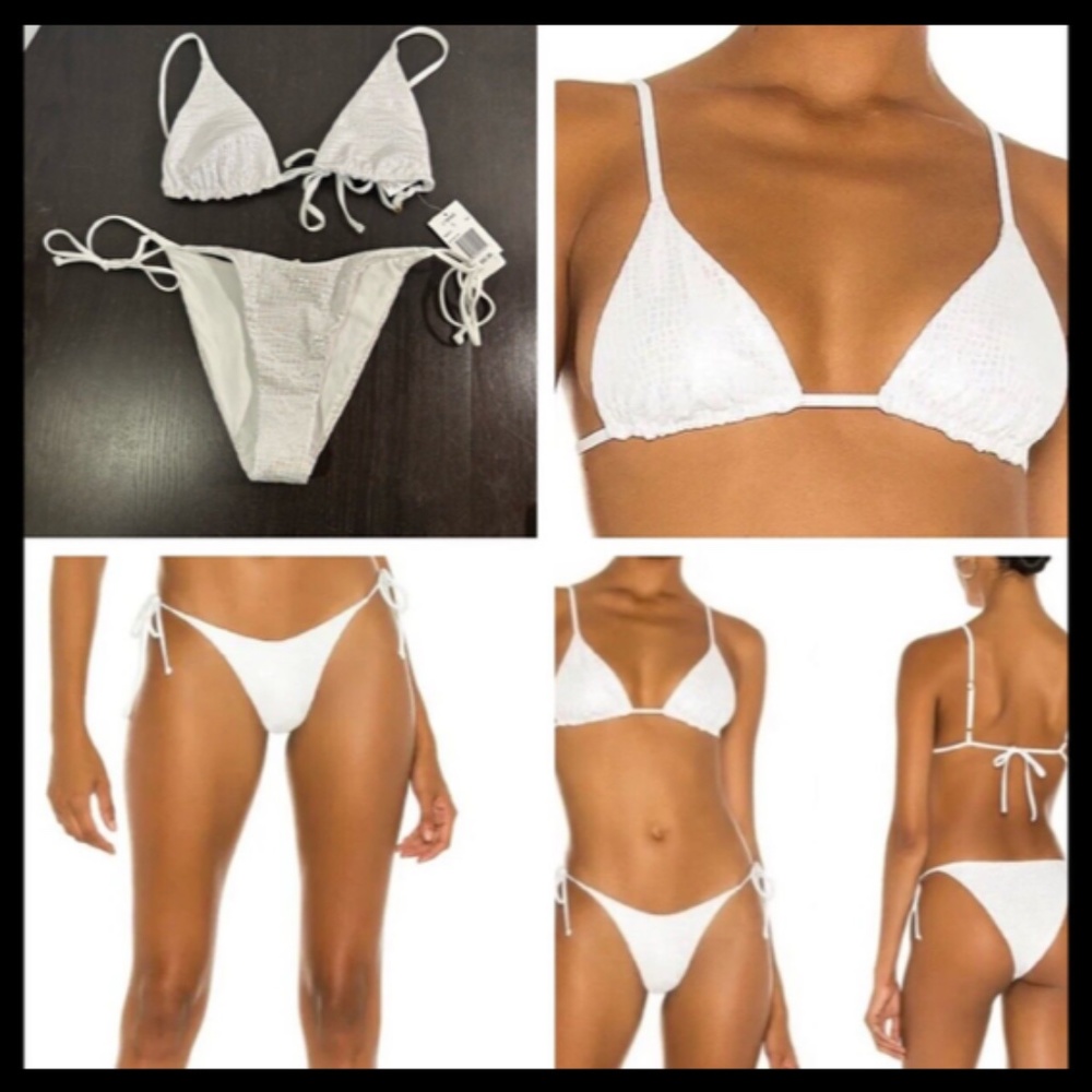 L*Space Bikini Swim Set Glossy Gator Brittany Top & Lennox Bottom Size L - NWT